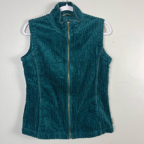 Woolrich Vest Womens Blue Green Wide Wale Corduroy Full Zip Ribbed size small - Picture 1 of 5